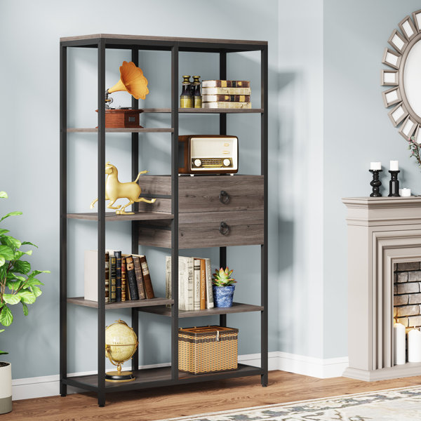 17 Stories Freestanding Etagere Bookcase with Drawers Wayfair